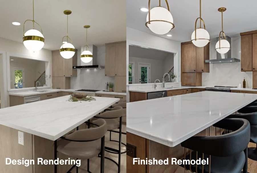 Conceptual Design Phase: Building the Foundation for a Successful Remodel 4 Design renderings from Conceptual Design Phase and after images.