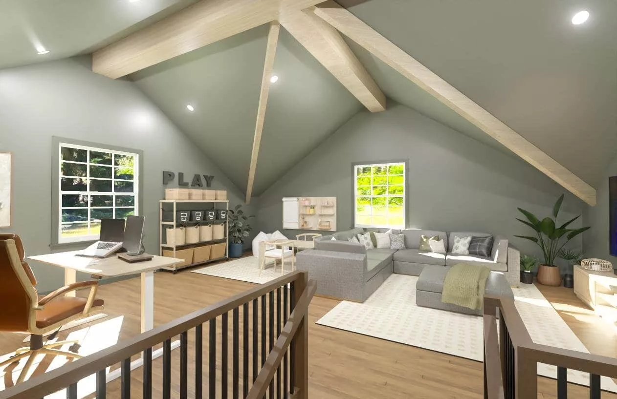 Design rendering of a finished attic space tailored to the homeowner's goals.